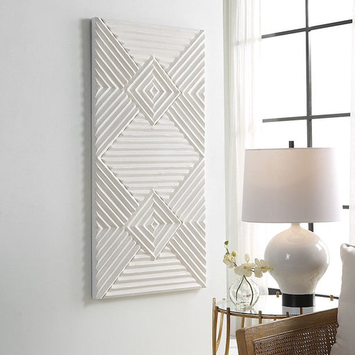 Uttermost Nexus Wood Geometric Wall Decor, Soft White