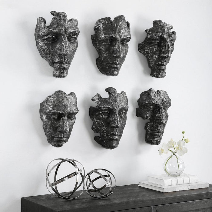 Uttermost Self-Portrait Metallic Wall Decor, Steel Gray, Set Of 6