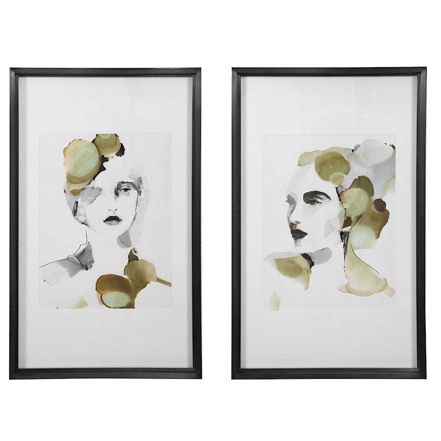 Uttermost Organic Portrait Framed Prints, Set of 2, White/Matte Black - 45097