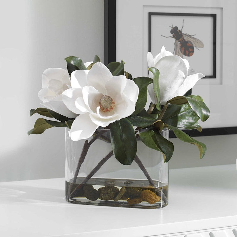 Uttermost Middleton Magnolia Flower Centerpiece, Set of 2,White