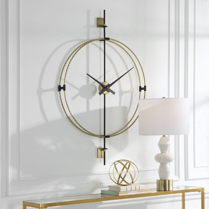 Uttermost Time Flies Modern Wall Clock,Brushed Brass With Satin Black