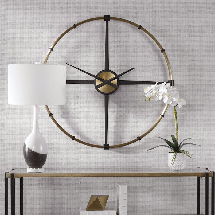 Uttermost Captain Industrial Wall Clock, Brushed Brass - 6462