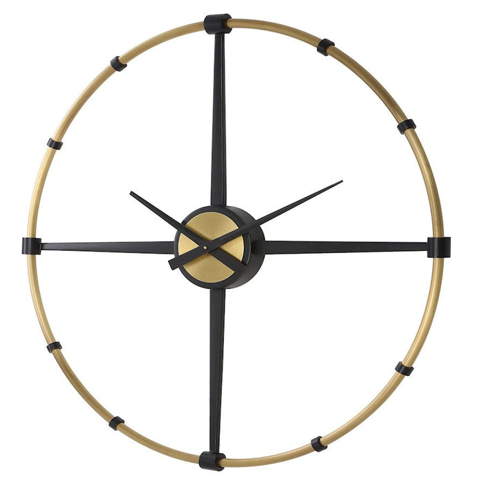 Uttermost Captain Industrial Wall Clock, Brushed Brass