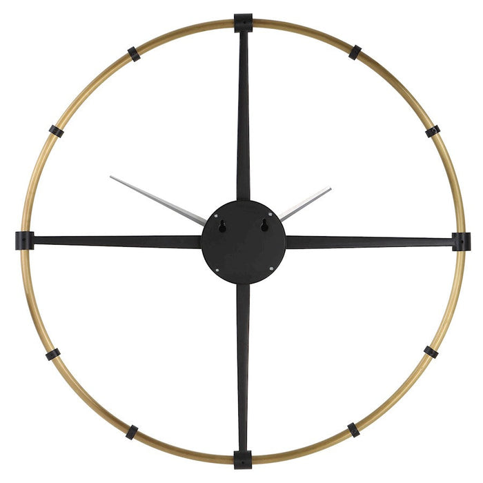 Uttermost Captain Industrial Wall Clock, Brushed Brass