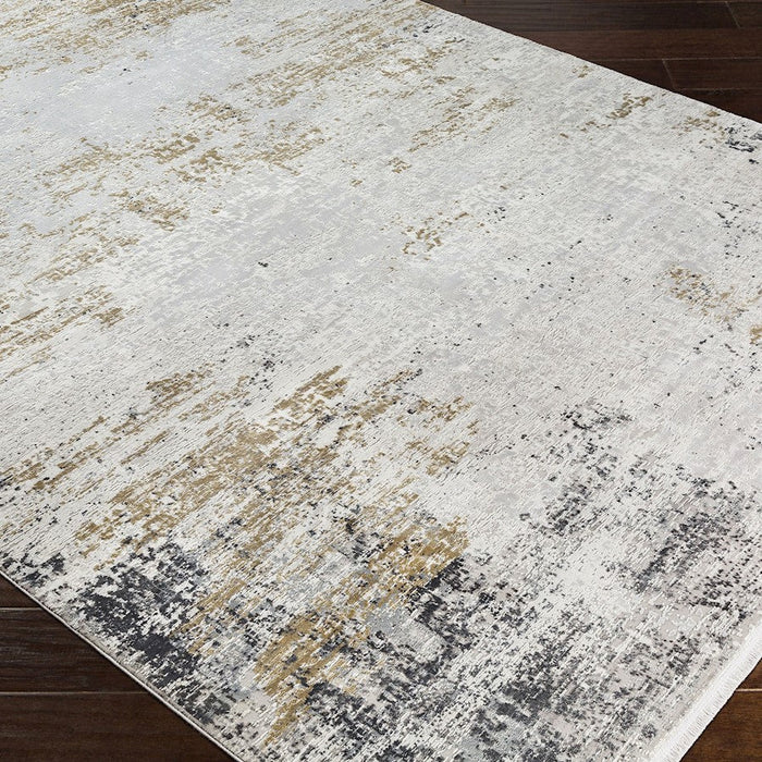 Uttermost Ulen Abstract Rug, White/Charcoal/Saffron/Gray