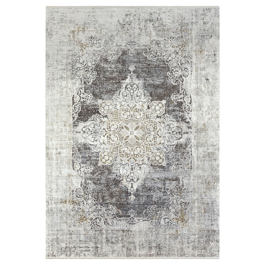 Uttermost Poneto Traditional 5 X 7.5 Rug, White/Gray/Charcoal/Saffron - 71509-5