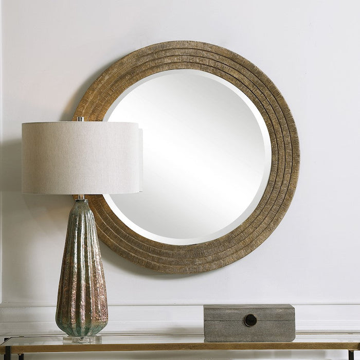 Uttermost Relic Round Mirror, Aged Gold