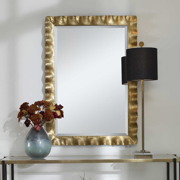 Uttermost Haya Scalloped Mirror, Antiqued Gold Leaf