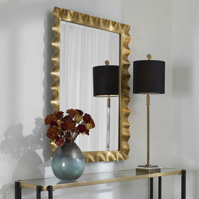 Uttermost Haya Scalloped Mirror, Antiqued Gold Leaf