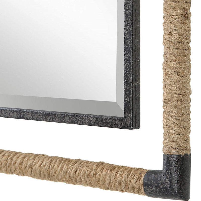 Uttermost Melville Iron & Rope Mirror, Textured Rust Black