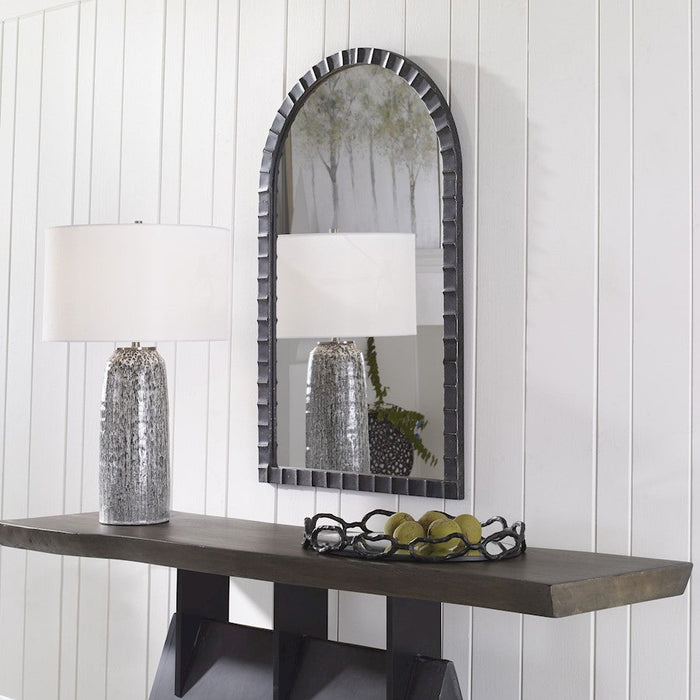 Uttermost Dandridge Arch Mirror, Distressed Matte Black