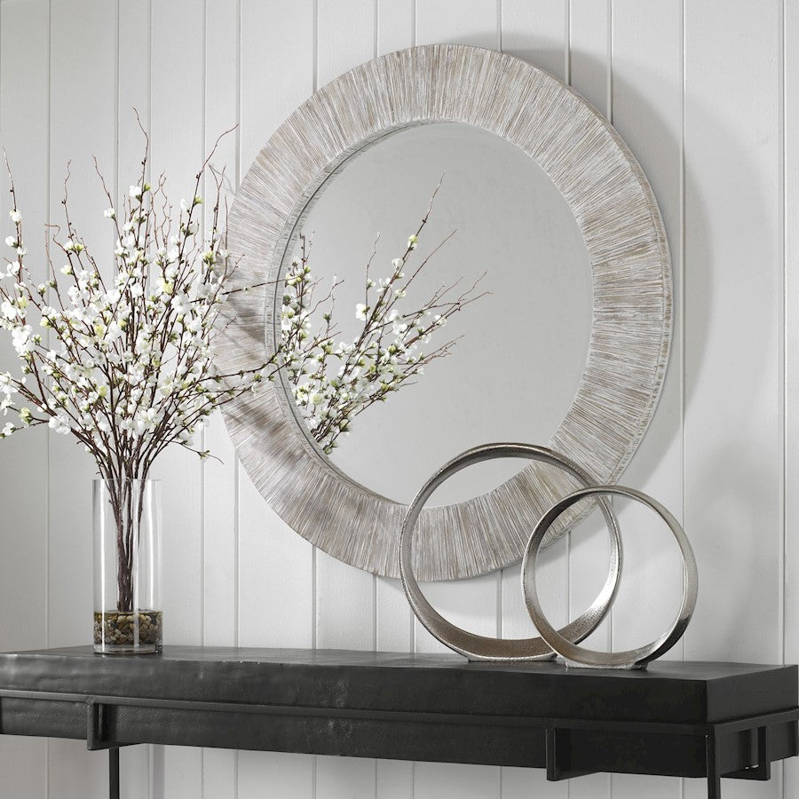 Uttermost Repose Whitewash Round Mirror - 9785