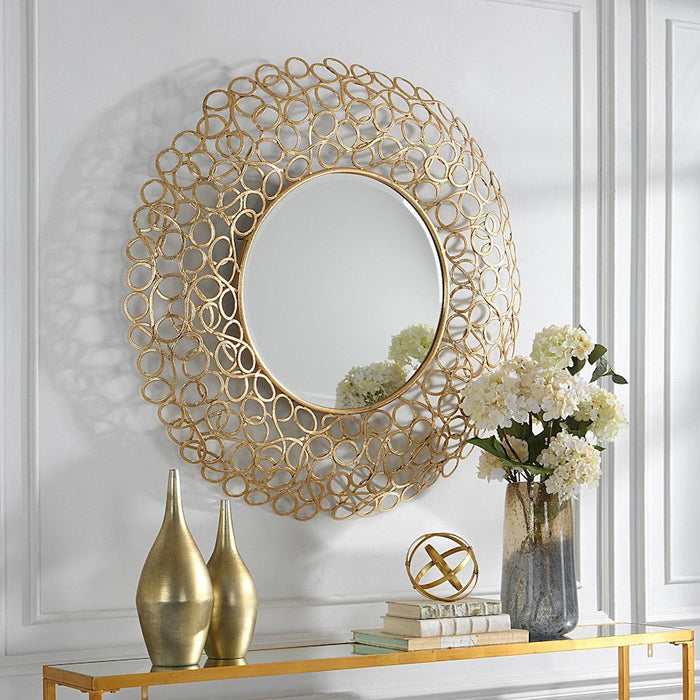 Uttermost Swirl Round Mirror, Gold