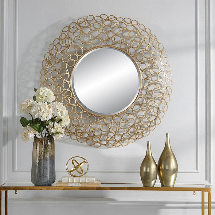 Uttermost Swirl Round Mirror, Gold