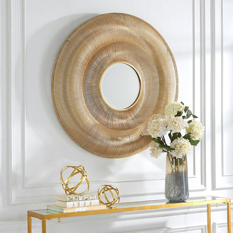 Uttermost Bauble Round Mirror, Gold Leaf
