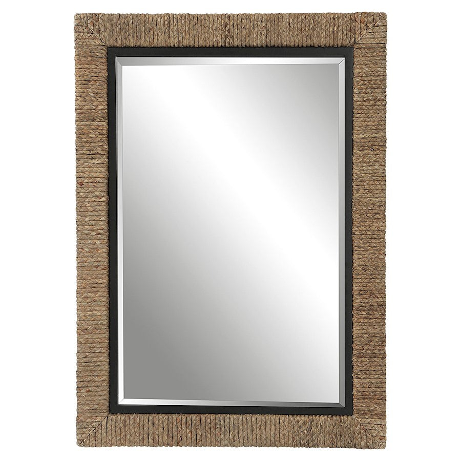 Uttermost Island Braided Straw Mirror, Matte Black - 9853