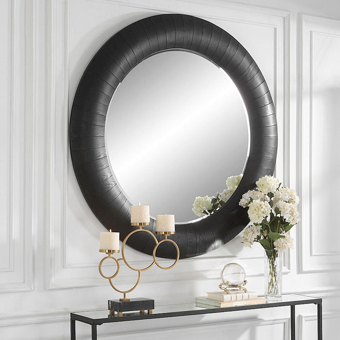 Uttermost Stockade Round Mirror, Dark Espresso