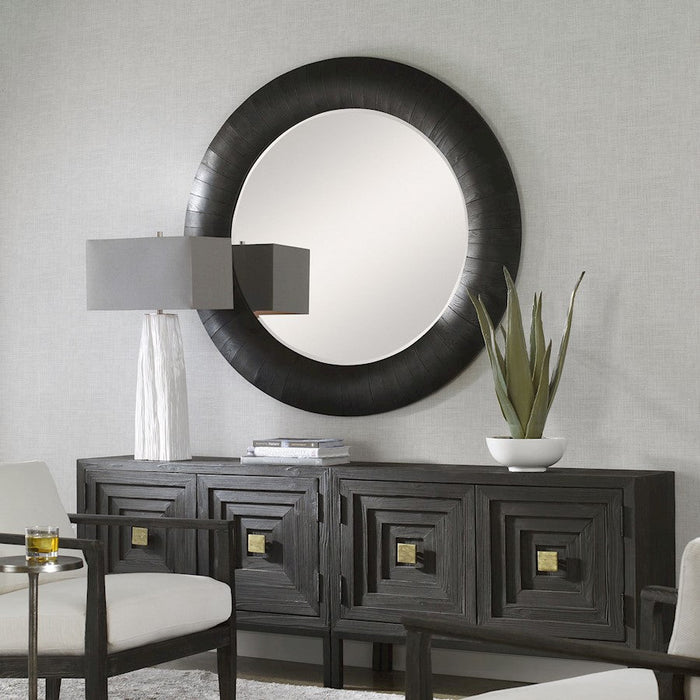 Uttermost Stockade Round Mirror, Dark Espresso