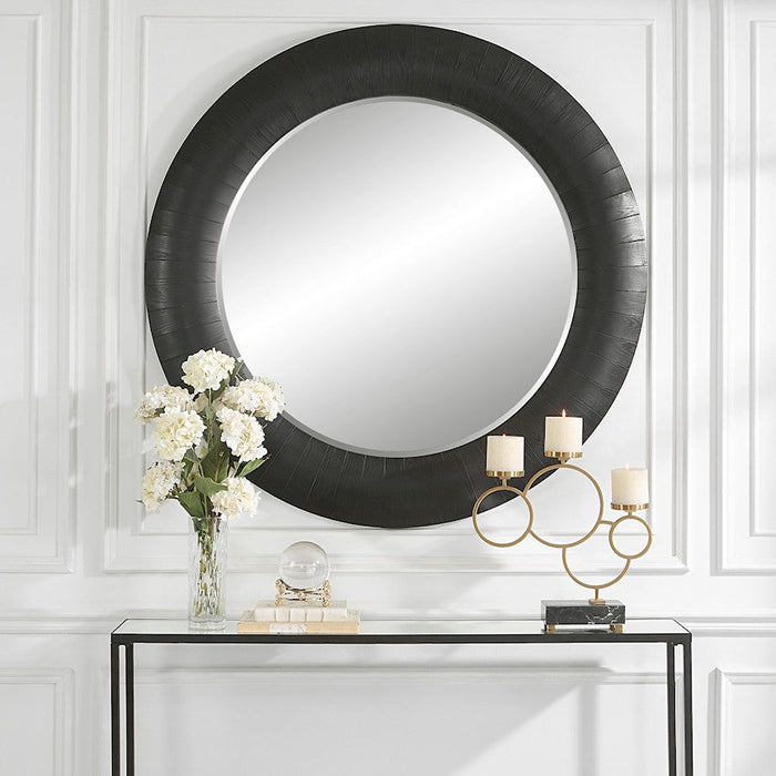 Uttermost Stockade Round Mirror, Dark Espresso