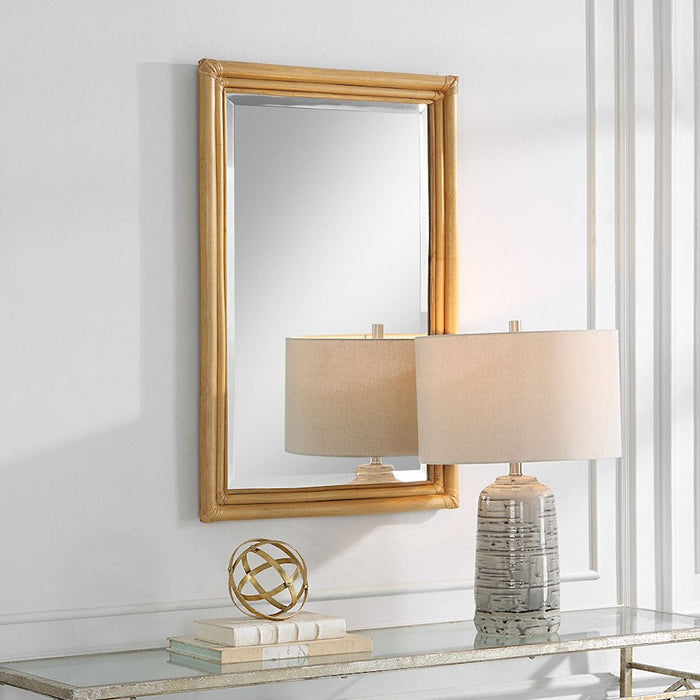 Uttermost Drift Away Rattan Mirror, Gold