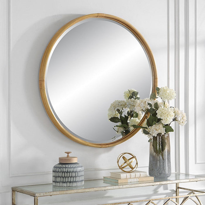 Uttermost Drift Away Rattan Mirror, Gold