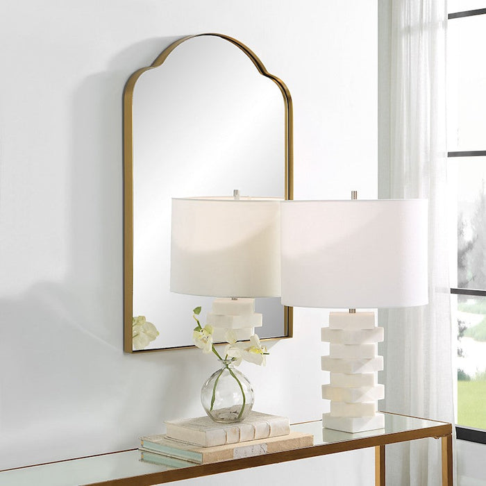 Uttermost Sidney Arch Mirror, Brushed Brass