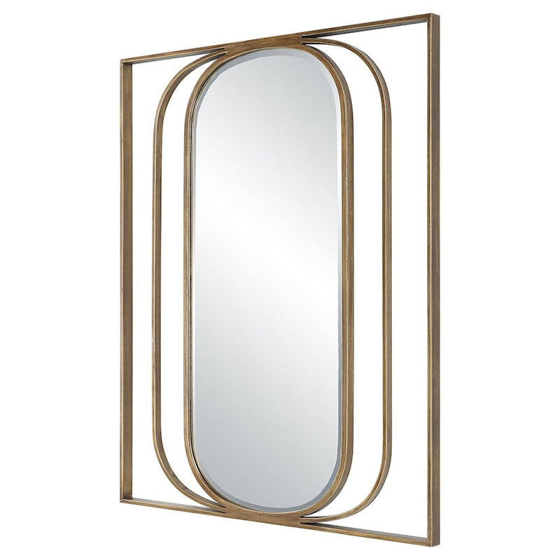 Uttermost Replicate Contemporary Oval Mirror, Antique Gold