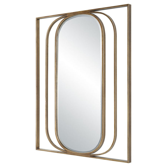 Uttermost Replicate Contemporary Oval Mirror, Antique Gold