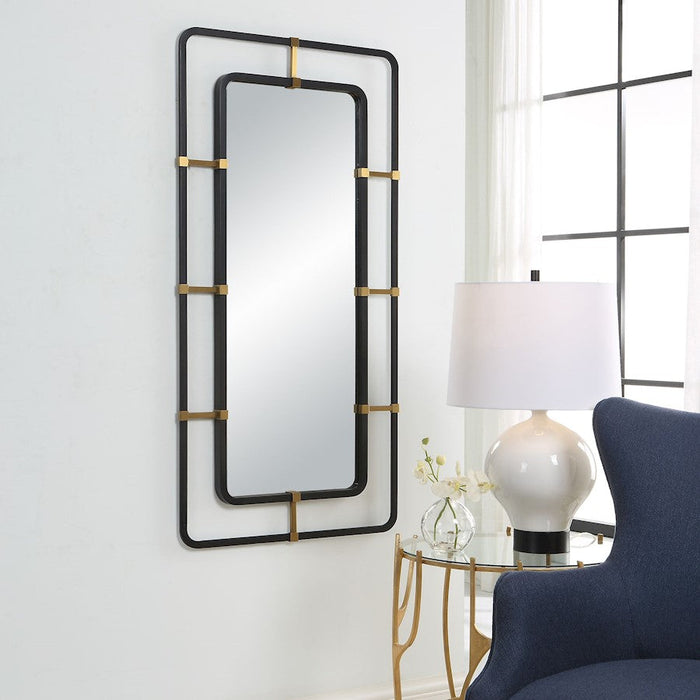 Uttermost Escapade Industrial Mirror, Satin Black - 9905