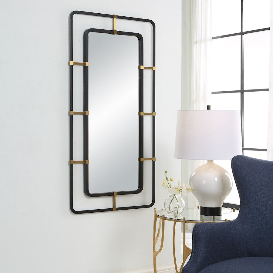 Uttermost Escapade Industrial Mirror, Satin Black - 9905