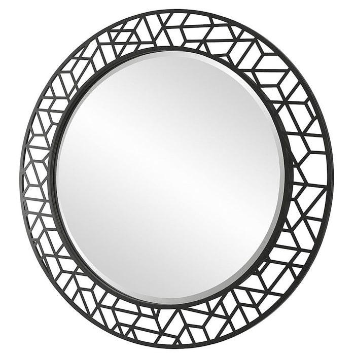 Uttermost Mosaic Metal Round Mirror, Satin Black