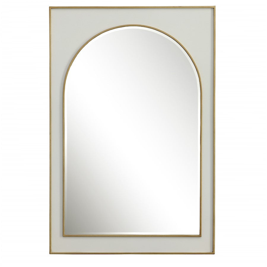 Uttermost Crisanta Gloss White Arch Mirror, Antiqued Gold Leaf - 9916