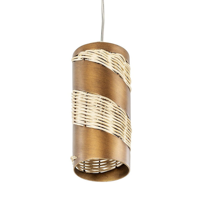 Varaluz Flow 1-Lt Cylinder Mini Pendant, Baguette/Natural Rattan