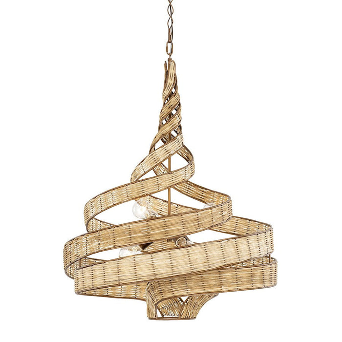 Varaluz Flow 6-Lt Twist Pendant, Baguette/Natural Rattan - 240P06BTR