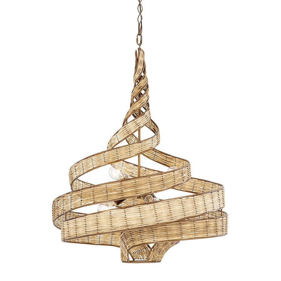 Varaluz Flow 6-Lt Twist Pendant, Baguette/Natural Rattan - 240P06BTR