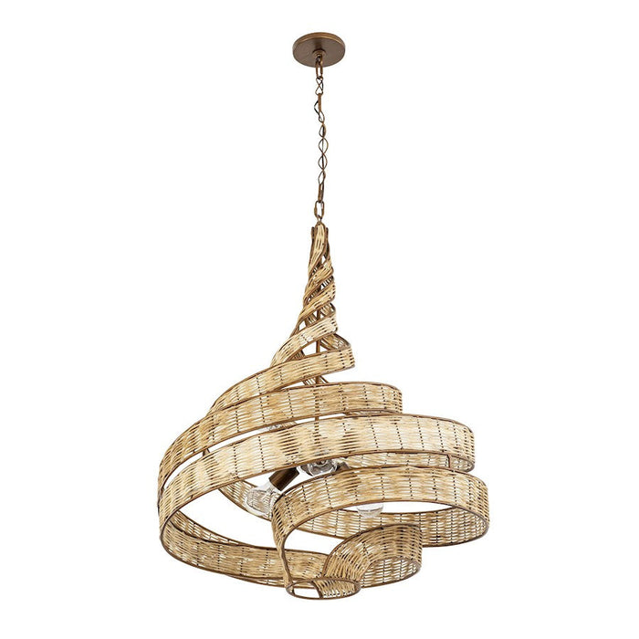 Varaluz Flow 6-Lt Twist Pendant, Baguette/Natural Rattan