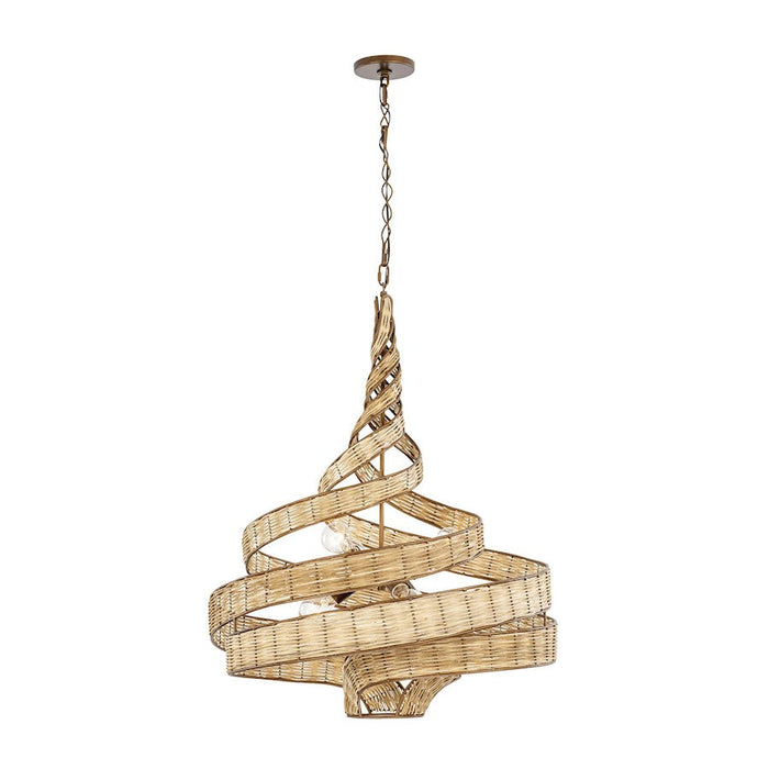 Varaluz Flow 6-Lt Twist Pendant, Baguette/Natural Rattan