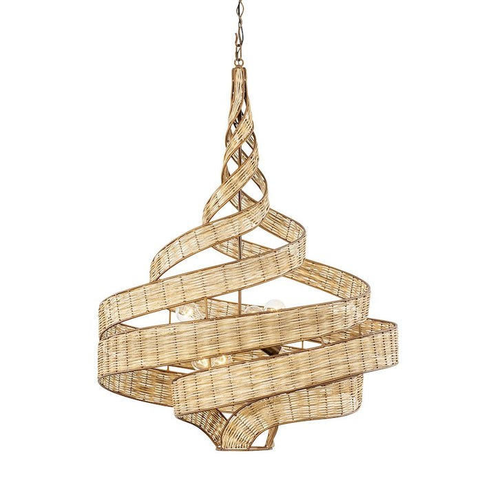 Varaluz Flow 6-Lt Large Twist Pendant, Baguette/Natural Rattan - 240P06LBTR