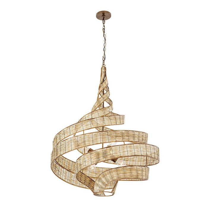 Varaluz Flow 6-Lt Twist Pendant, Baguette/Natural Rattan