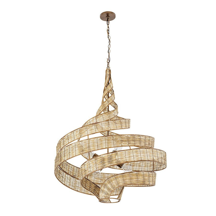 Varaluz Flow 6-Lt Twist Pendant, Baguette/Natural Rattan