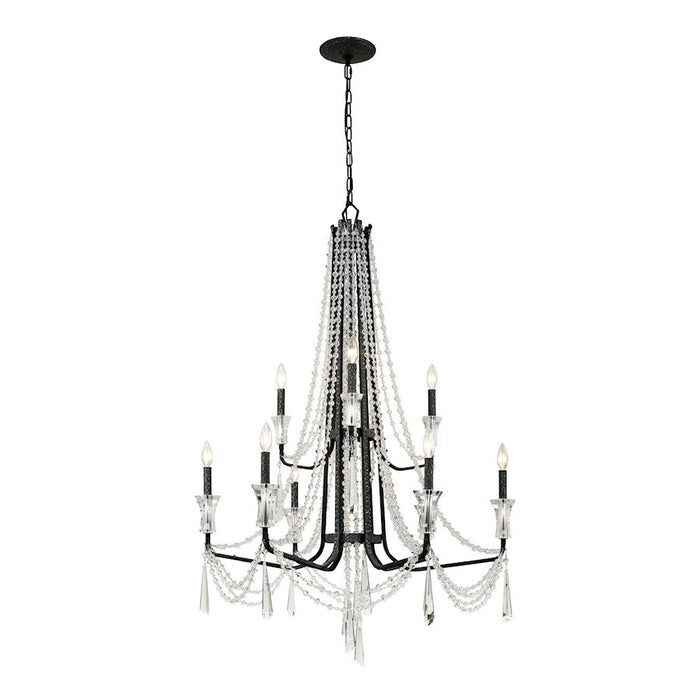 Varaluz Barcelona 9 Light 2-Tier Crystal Chandelier, Onyx - 270C09OX