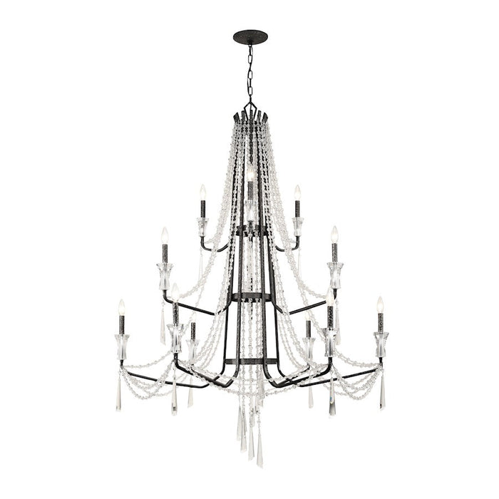 Varaluz Barcelona 12 Light 3-Tier Crystal Chandelier, Onyx - 270C12OX