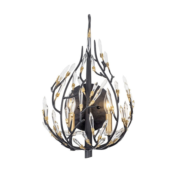 Varaluz Bask 2-Lt Crystal Sconce, Matte Black/French Gold - 271K02MBFG