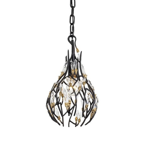 Varaluz Bask 1-Lt Crystal Mini Pendant, Black/Gold/Clear Crystal - 271M01MBFG