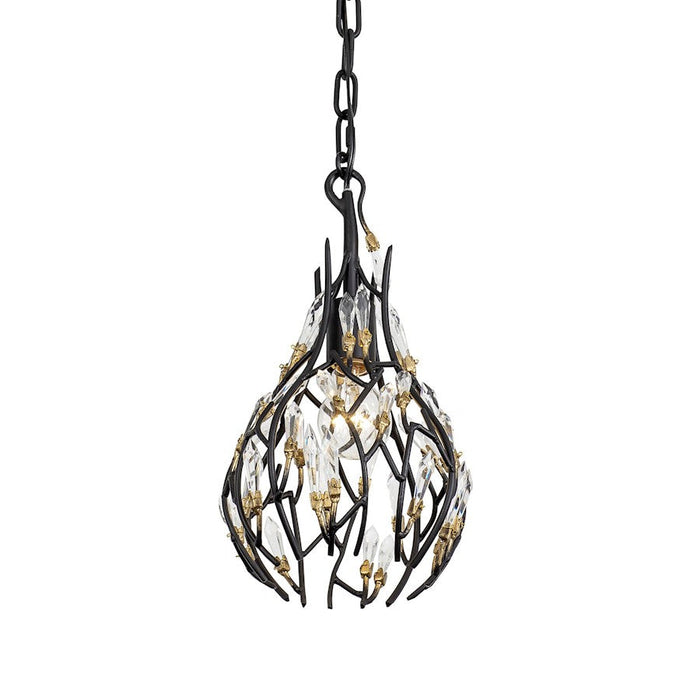 Varaluz Bask 1-Lt Crystal Mini Pendant, Black/Gold/Clear Crystal - 271M01MBFG