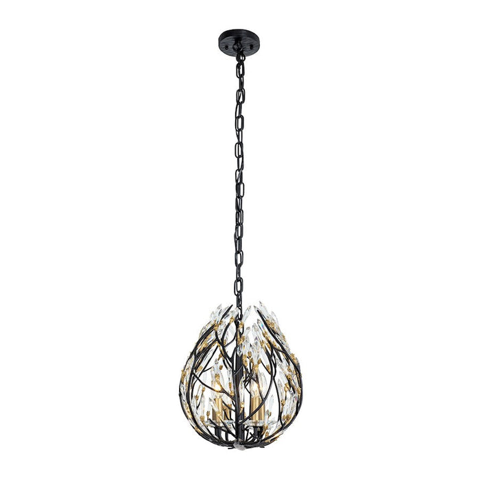 Varaluz Bask Crystal Linear Pendant, Black/Gold/Clear Crystal