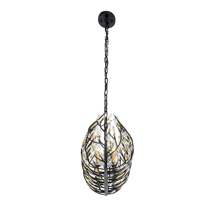 Varaluz Bask Crystal Linear Pendant, Black/Gold/Clear Crystal