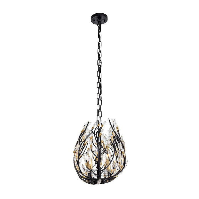 Varaluz Bask Crystal Linear Pendant, Black/Gold/Clear Crystal