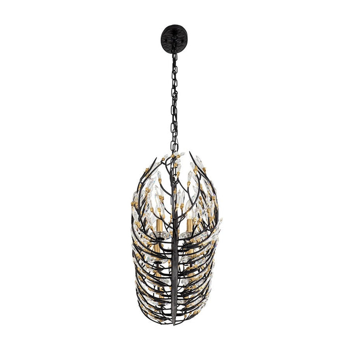 Varaluz Bask Crystal Linear Pendant, Black/Gold/Clear Crystal