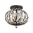 Varaluz Bask 3-Lt Crystal Semi-Flush, Black/Gold/Clear Crystal